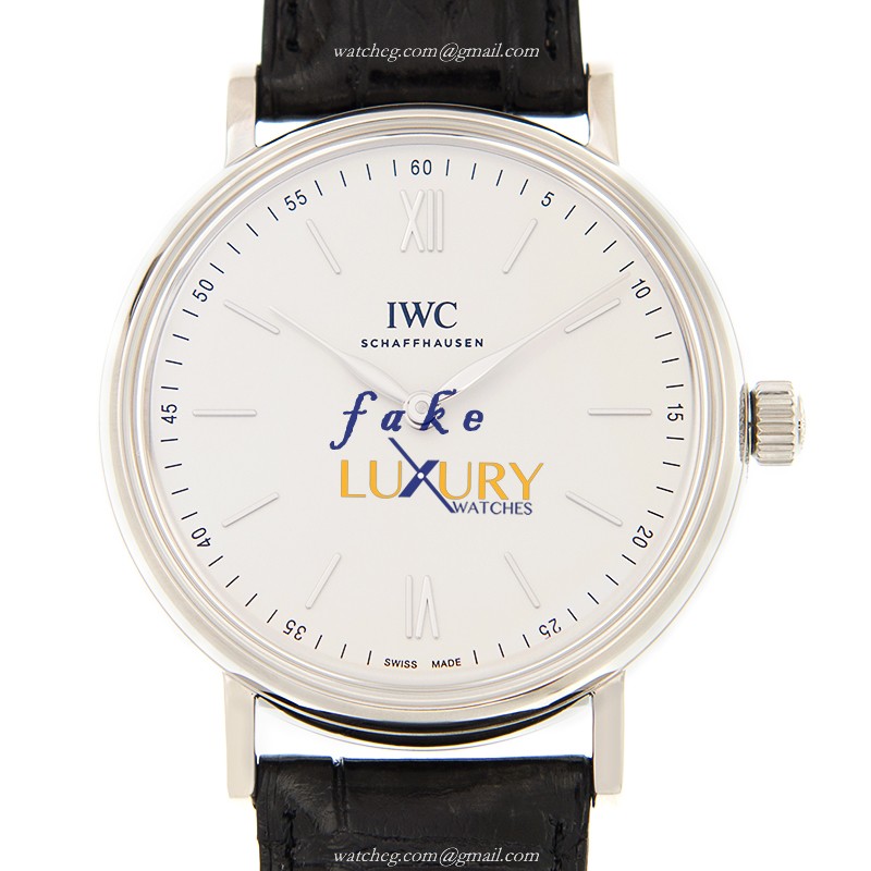 IWC IW511102 Portofino Replica Watch, Manual Wind, White Dial, Black Alligator Strap - Luxury Replica Watch