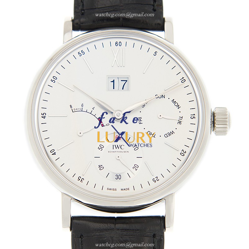 IWC Portofino IW516201 Manual Wind Stainless Steel White Dial Alligator Strap Replica Watch - Luxury Replica Watch