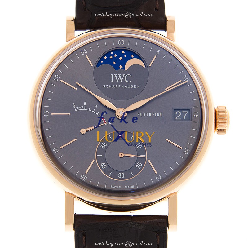 IWC IW516403 Portofino Manual Wind Replica Watch, 18kt Rose Gold Case, Gray Dial, Brown Alligator - Luxury Replica Watch