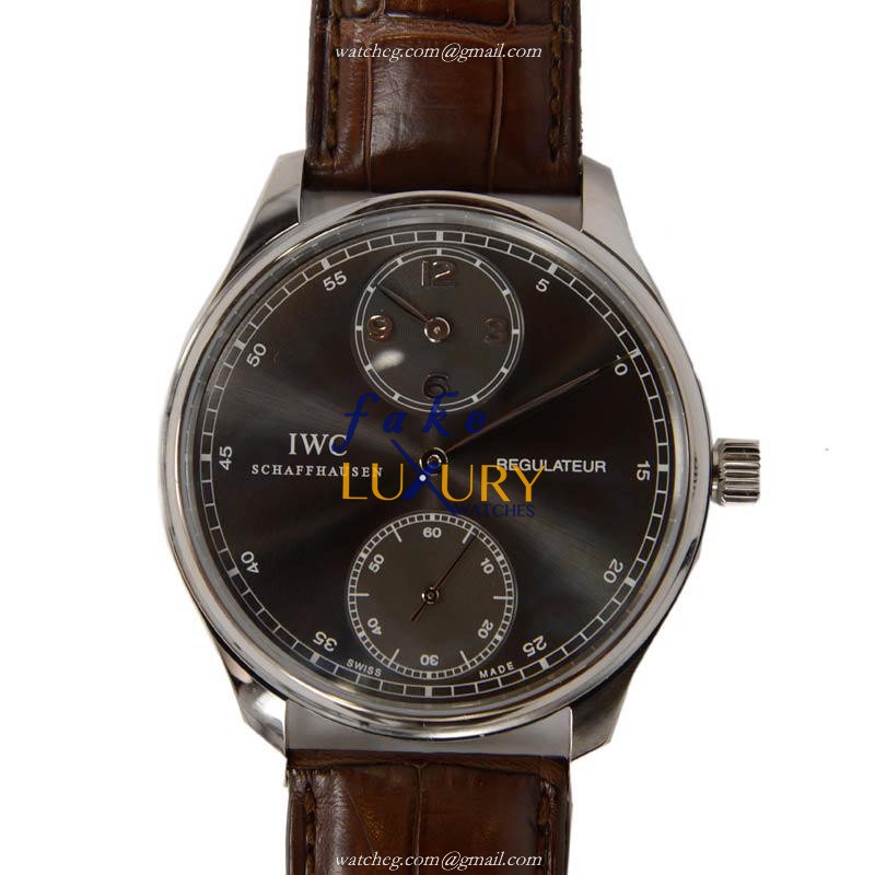 IWC IW544404 Portuguese Replica Watch, Manual Wind, Dark Grey Dial, 18kt White Gold Case - Luxury Replica Watch