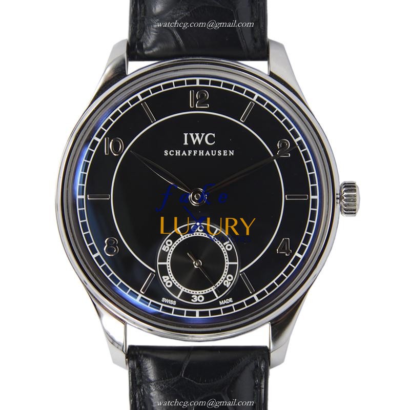 IWC IW544501 Portuguese Manual Wind Stainless Steel Black Dial Replica Watch - Luxury Replica Watch