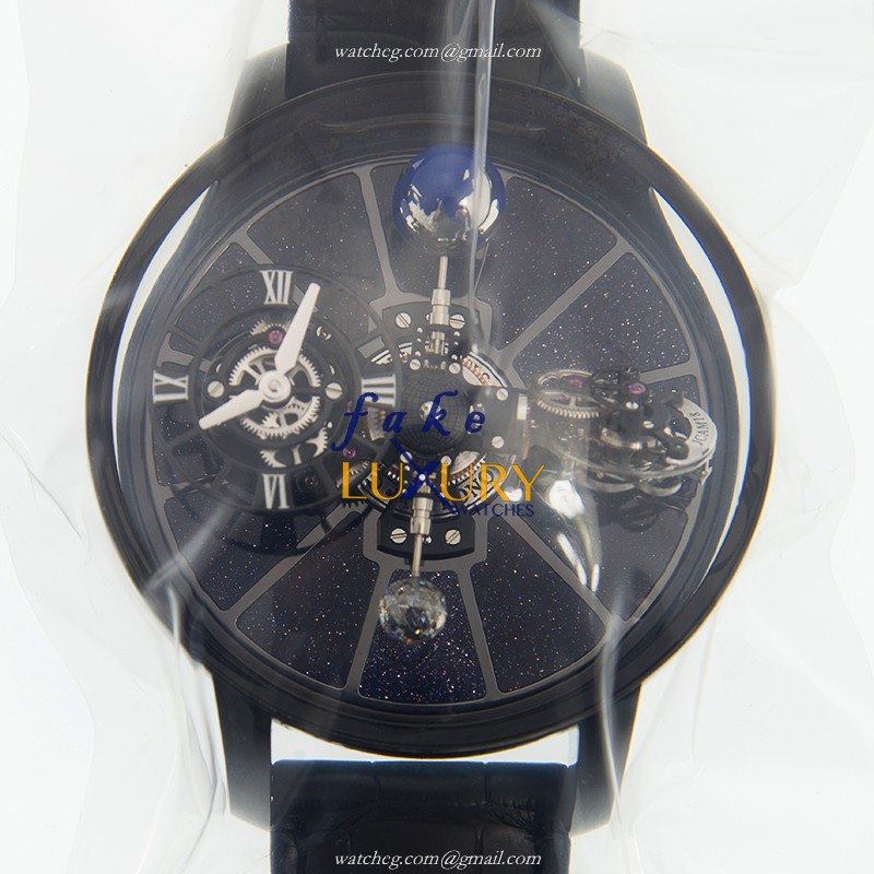 Jacob & Co 100.31.AC.SD.B DA4D Manual Wind Replica Watch, 18kt White Gold Case, Blue Dial, Leather - Luxury Replica Watch