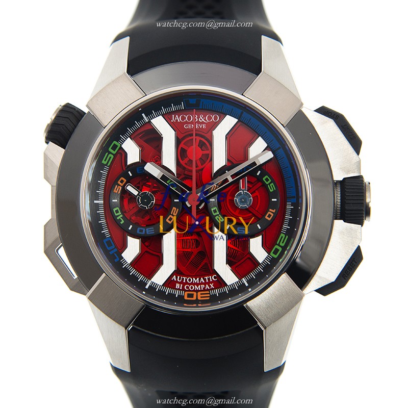 Jacob & Co 311.20.SB.RT.A HA4D Automatic Stainless Steel Replica Watch - Red Dial & Black Rubber - Luxury Replica Watch