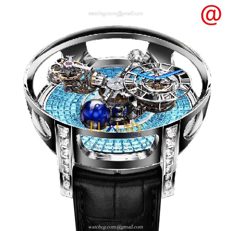 Jacob & Co AT800.30.BD.BI.BFL4D | Manual Wind | 18kt White Gold | Ceramic Bezel | Light Blue Dial - Luxury Replica Watch