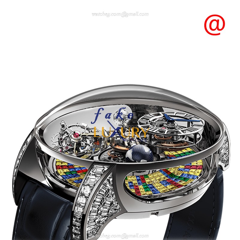 Jacob & Co AT800.30.BD.UB.BBALA Manual Wind Replica Watch 18kt White Gold Multi-Color Dial Blue - Luxury Replica Watch