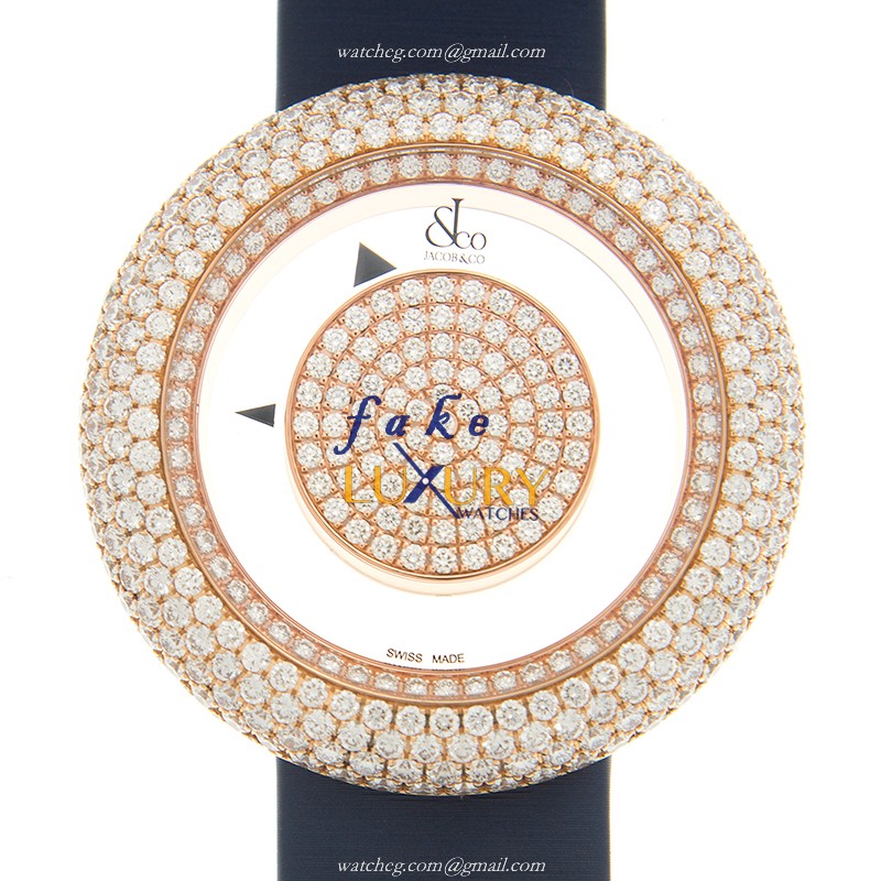 Jacob & Co BM556.40.RD.RD.ABSAA Replica Watch, Quartz, 18kt Rose Gold & Diamonds, Transparent Skull - Luxury Replica Watch