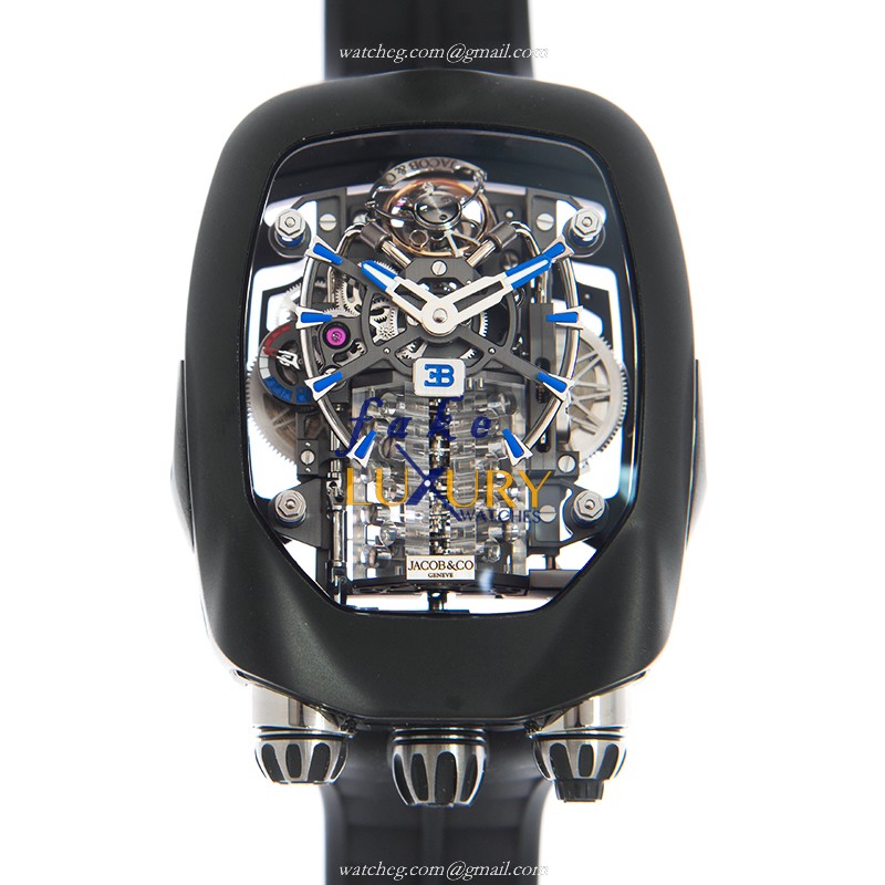 Jacob & Co BU200.21.AE.AB.ABQFA Manual Wind Titanium Case Black Dial Black Rubber Strap Replica - Luxury Replica Watch