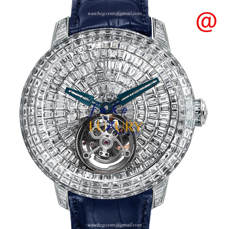 Jacob & Co CV201.30.BD.BD.A Caviar Tourbillon Manual Wind 18kt White Gold Alligator Blue Strap - Luxury Replica Watch
