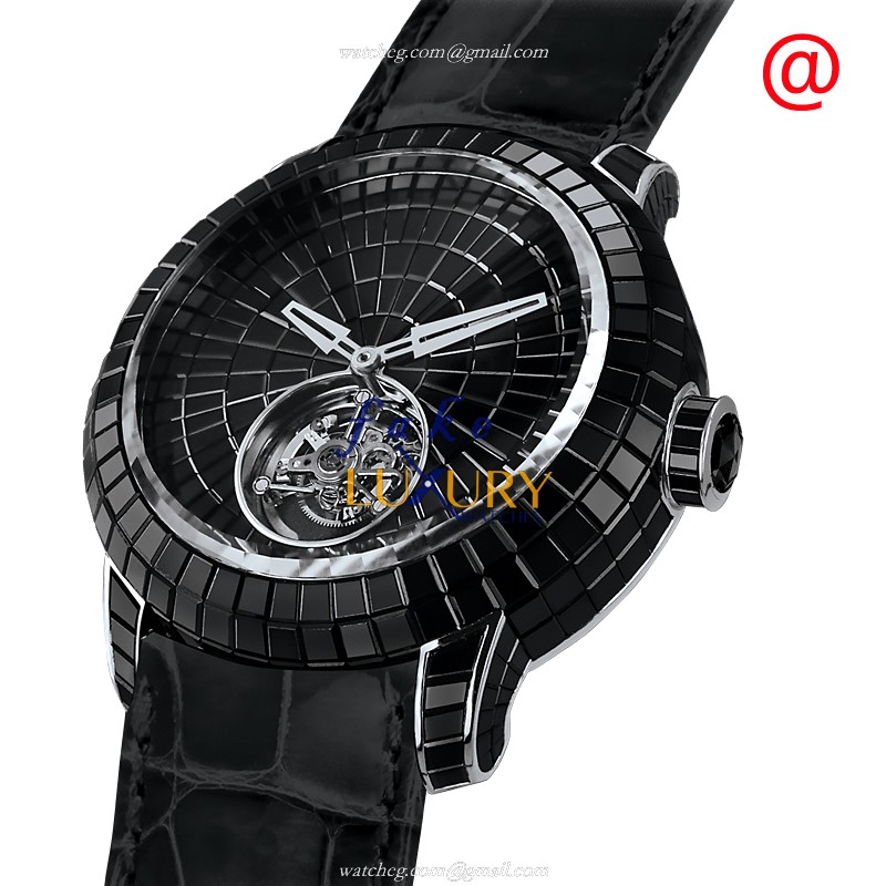 2021CV-WH-BL-ALLIG - Jacob & Co CV201.30.BS.BS.BDA4D Replica Watch - Manual Wind Black Dial - Luxury Replica Watch