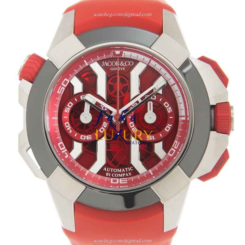 Jacob & Co EC313.20.SB.RR.BHD4D Titanium Replica Watch, Auto Movement, Red Dial, Rubber Strap - Luxury Replica Watch