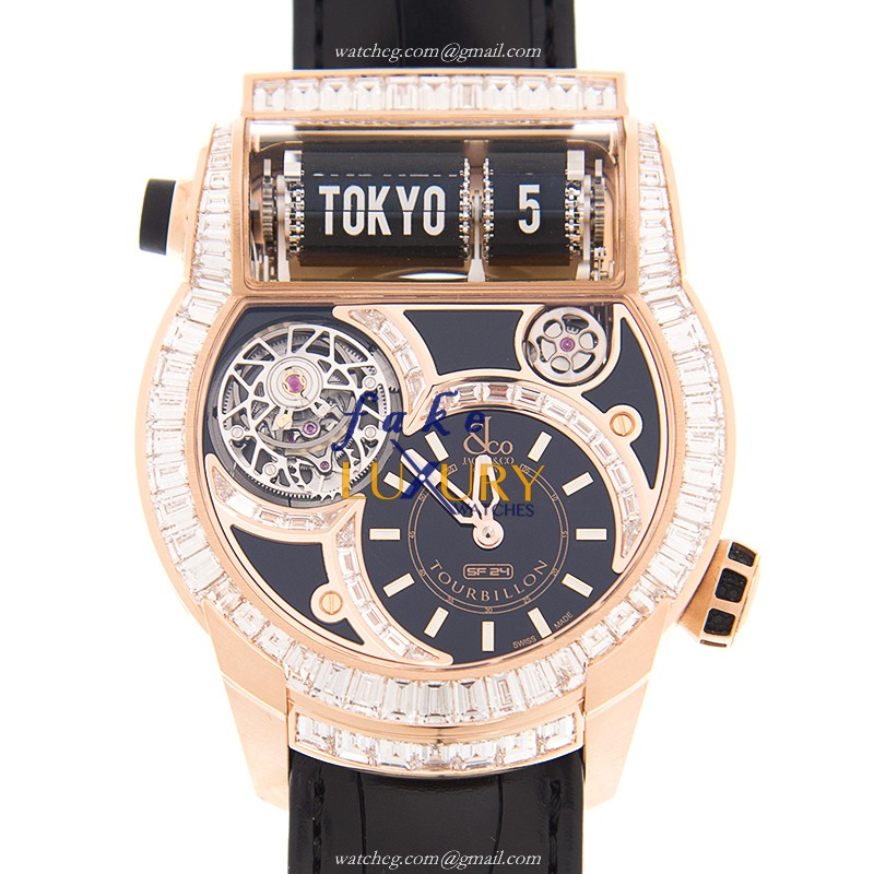 Jacob & Co. ES802.40.BD.UA.A Replica, Automatic, 18kt Rose Gold Case, Diamonds, Black Dial Watch - Luxury Replica Watch