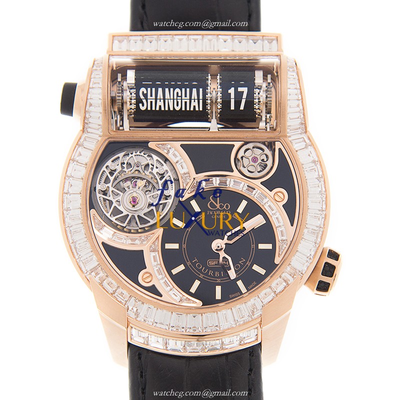Jacob & Co ES802.40.BD.UB.A EPIC SF24 Auto 18kt Rose Gold Diamond Bezel Replica Watch - Luxury Replica Watch