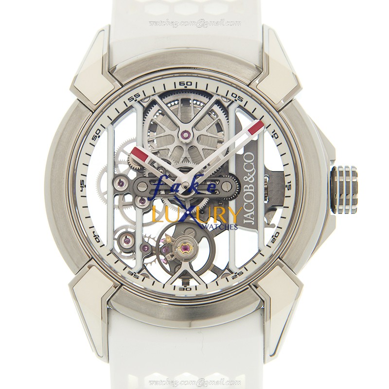 Jacob & Co EX100.20.WR.WB.ALB4A Manual Wind Titanium Replica Watch, 44mm, Transparent Skull Dial - Luxury Replica Watch