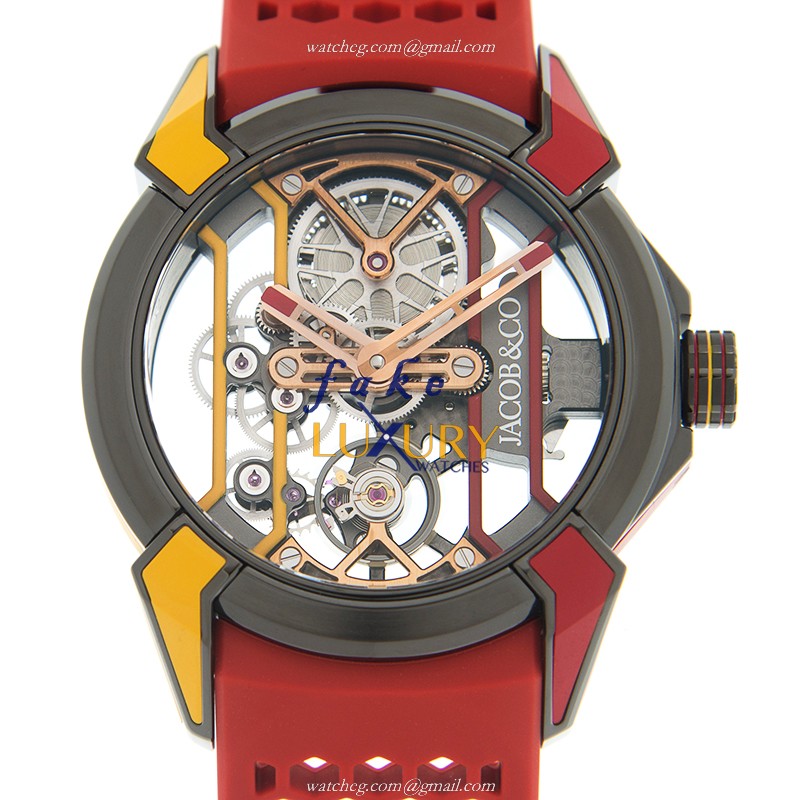 Jacob & Co EX100.21.CR.CB.ALD4A EPIC X Manual Wind Titanium Replica Watch, 44mm Case, Transparent - Luxury Replica Watch