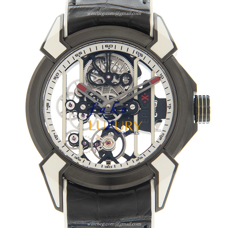 Jacob & Co EX100.21.WR.WB.ABRU Titanium Automatic Replica Watch, White Rubber Strap, Transparent - Luxury Replica Watch
