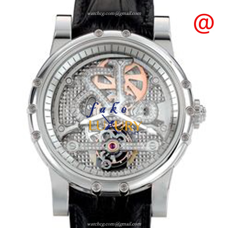 Jacob & Co NT5WG Manual Wind 18kt White Gold Replica Watch - Ceramic Bezel - Transparent Skull Dial - Luxury Replica Watch