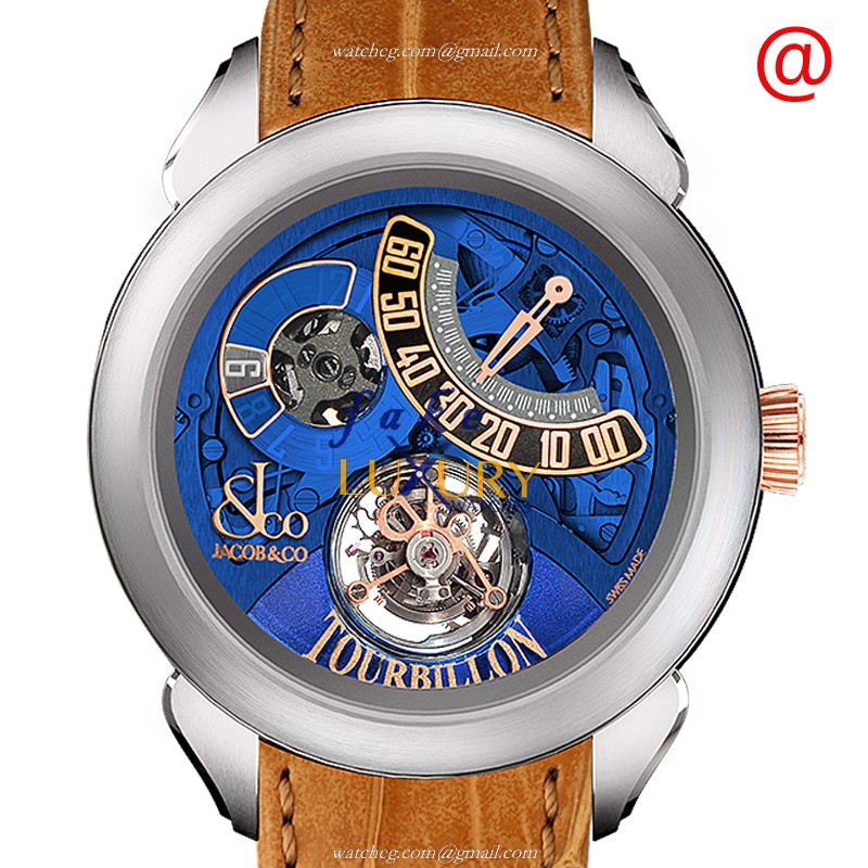 Jacob & Co PT510.24.NS.PB.A Manual Wind 18kt Rose Gold Titanium Replica Watch, Blue Crystal Dial - Luxury Replica Watch