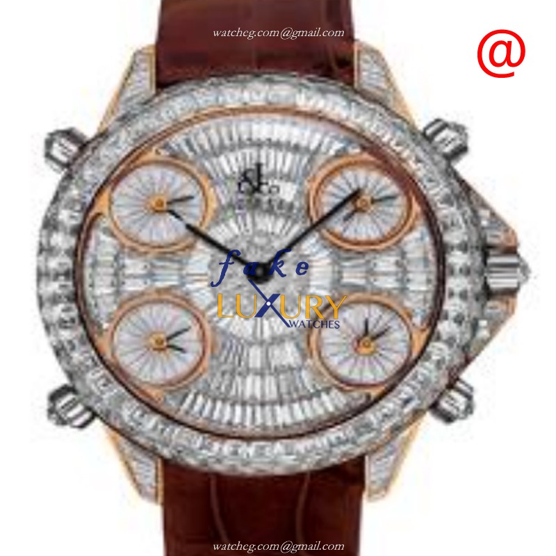 Jacob & Co PZ500.40.BD.BD.AFL4A Rose Gold Quartz Replica Watch - Alligator Brown Strap - Luxury Replica Watch