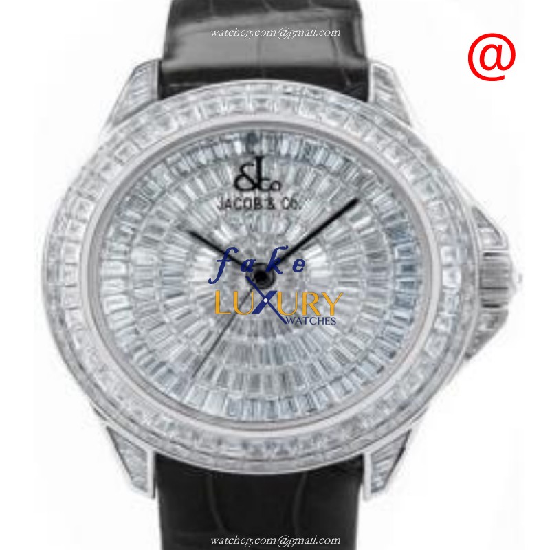 Jacob & Co ROYAL1WG Quartz 18kt White Gold Ceramic Bezel Replica Watch - Luxury Replica Watch