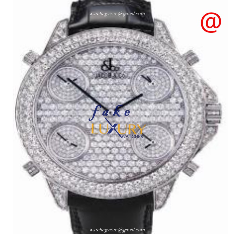 Jacob & Co ROYALP Quartz 18kt White Gold Replica Watch, Model: ROYALP, Case: 49mm, Silver Dial - Luxury Replica Watch
