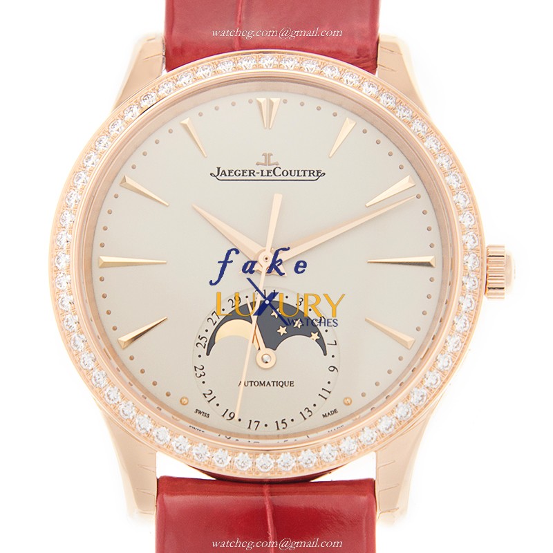 Jaeger-Lecoultre Q1252501 Luxury Replica Watch, Auto Movement, 18kt Rose Gold Diamond Case, White - Luxury Replica Watch