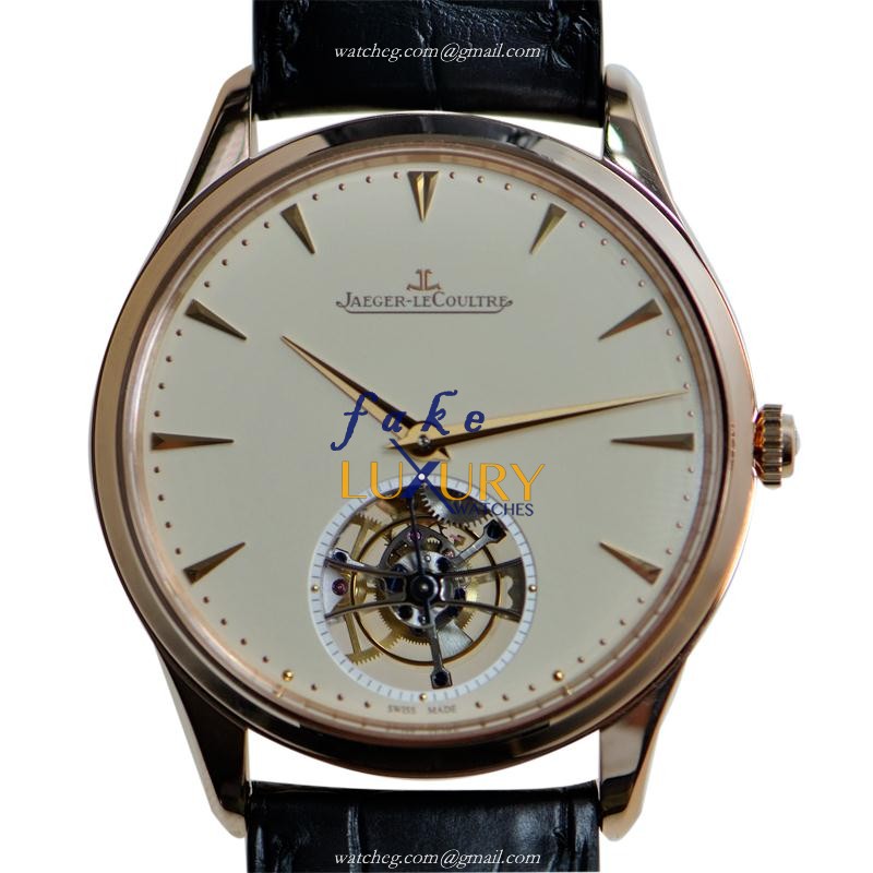 Jaeger-Lecoultre Q1322410 Master Ultra Thin Replica Watch, 18kt Rose Gold, Beige Dial - Luxury Replica Watch