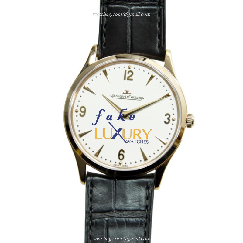 Jaeger-Lecoultre Q1342420 Manual Wind 18kt Rose Gold Replica Watch, Ultra Thin Beige Dial Black - Luxury Replica Watch