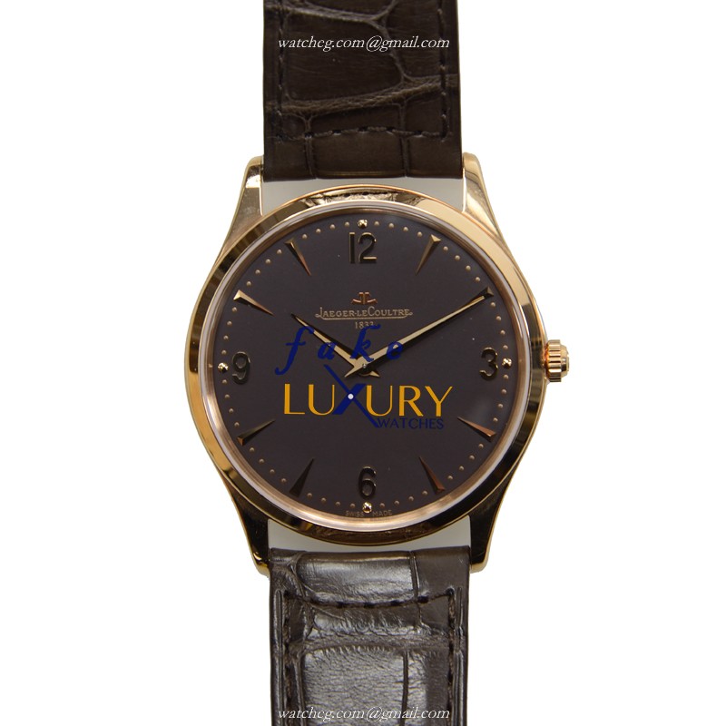 Jaeger-Lecoultre Q1342450 Manual Wind 18kt Rose Gold Case Replica Watch, Dark Brown Dial & Brown - Luxury Replica Watch