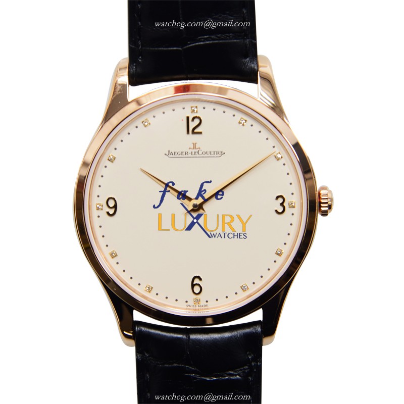 Jaeger-Lecoultre Q1352522 Master Ultra Thin Automatic 18kt Rose Gold - 40mm Case - Beige Dial - Luxury Replica Watch