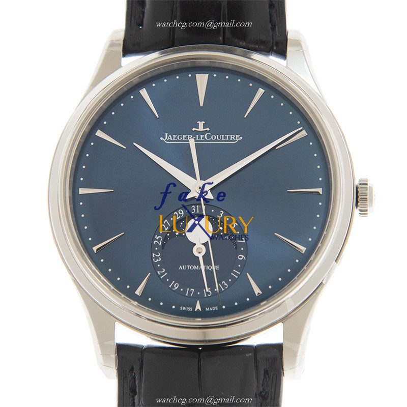 Jaeger-Lecoultre Q1368480 Replica Watch, Automatic, Stainless Steel, Blue Dial, Leather Strap - Luxury Replica Watch