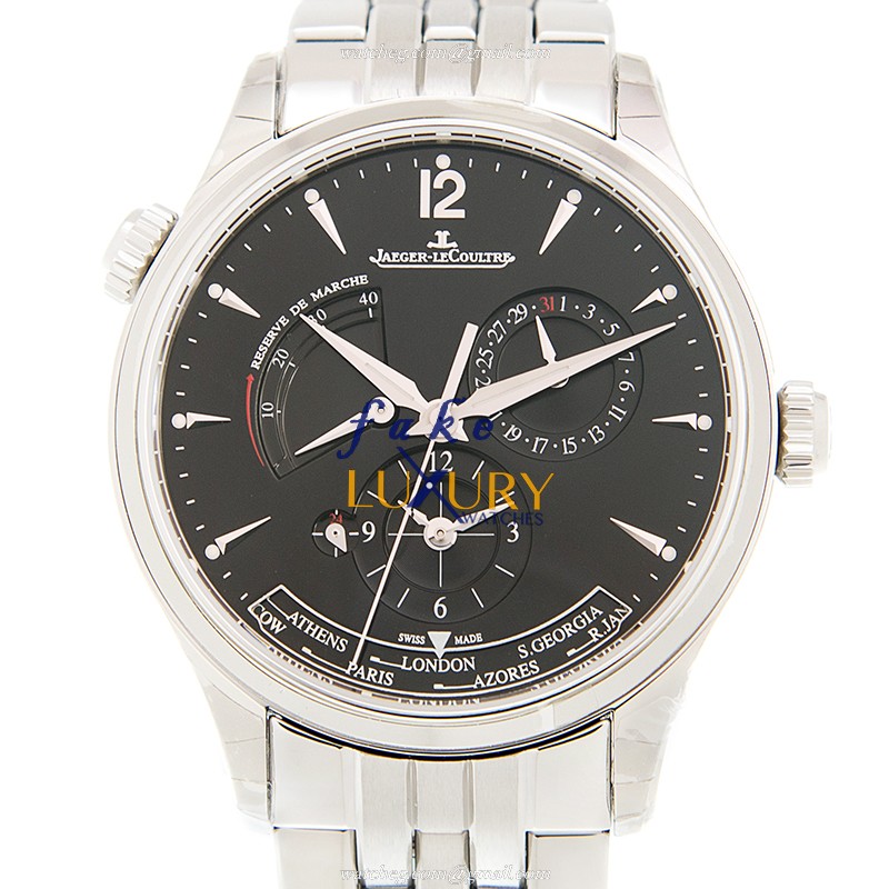 Jaeger-Lecoultre Q1428171 Replica Watch, Ultra Thin, Automatic, Stainless Steel, Black Dial, Silver - Luxury Replica Watch