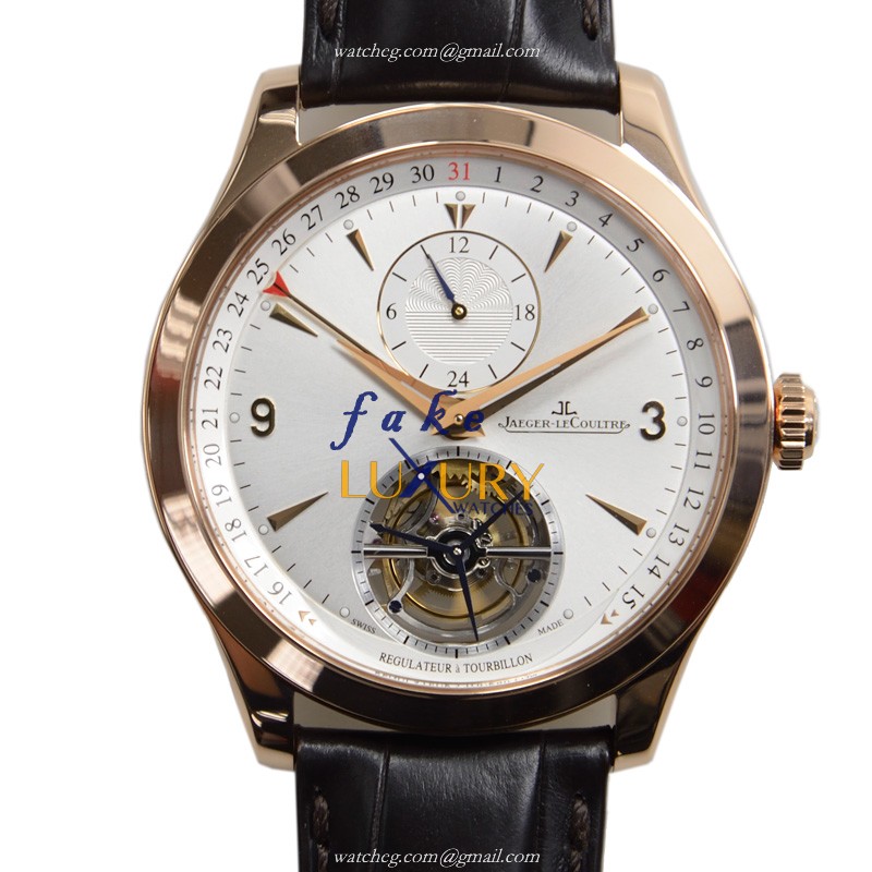 Jaeger-Lecoultre Q1562521 MASTER Ultra Thin Automatic 18kt Rose Gold Replica Watch Silver Dial Dark - Luxury Replica Watch