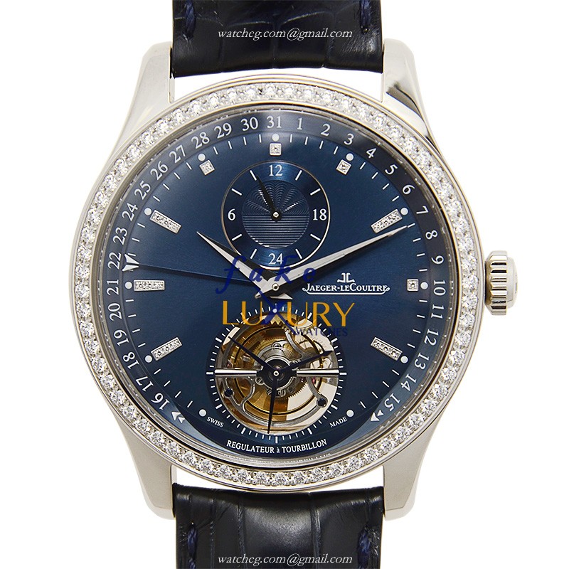 Jaeger-Lecoultre Q1563580 MASTER ULTRA THIN - Automatic - 18kt White Gold & Diamond - Blue Dial - Luxury Replica Watch