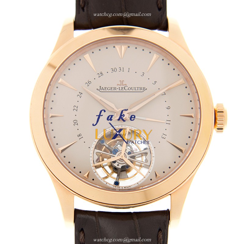 Jaeger-Lecoultre Q1652410 Master Ultra Thin Automatic 18kt Rose Gold Replica Watch Beige Dial Black - Luxury Replica Watch