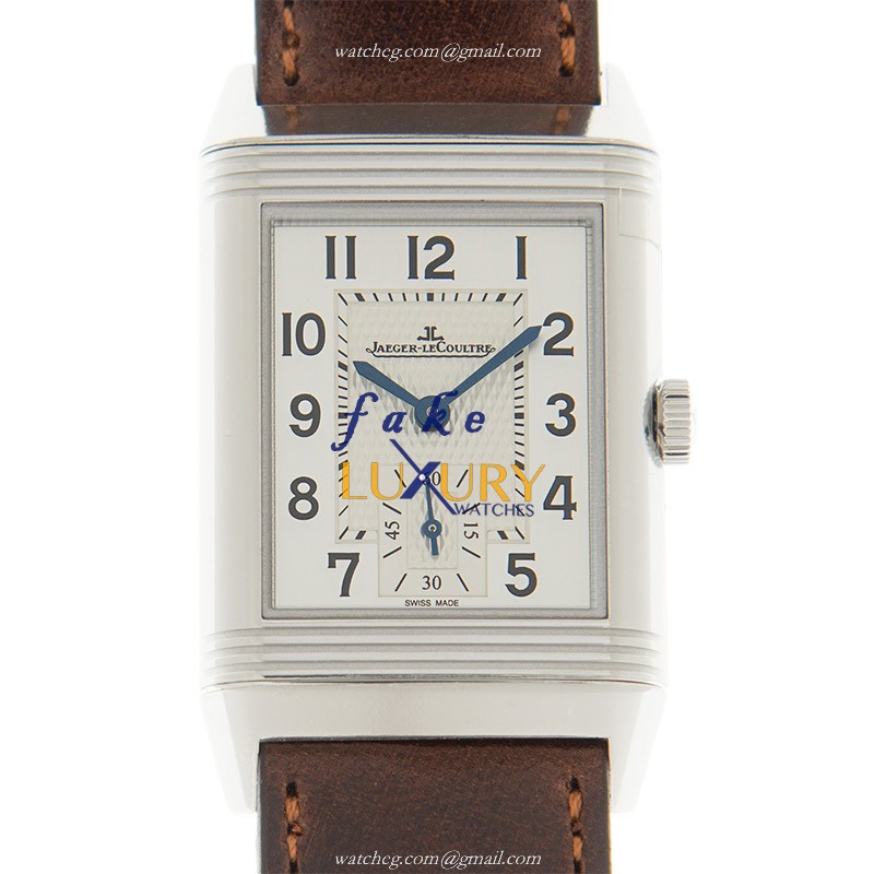 Jaeger-Lecoultre Q2458422 REVERSO Manual Wind Stainless Steel Replica Watch, Silver Dial, Brown - Luxury Replica Watch