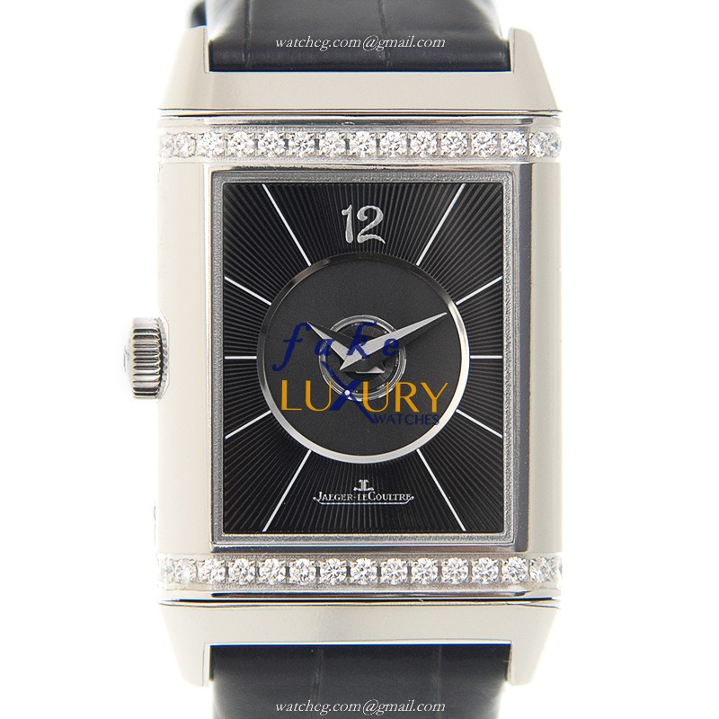 Jaeger-Lecoultre Q2578420 REVERSO Automatic Stainless Steel & Diamond Replica Watch | Alligator - Luxury Replica Watch