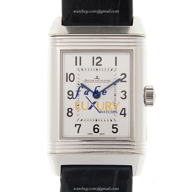 Jaeger-Lecoultre Q2618430 REVERSO Quartz Stainless Steel Replica Watch - Silver Dial, Black Leather - Luxury Replica Watch