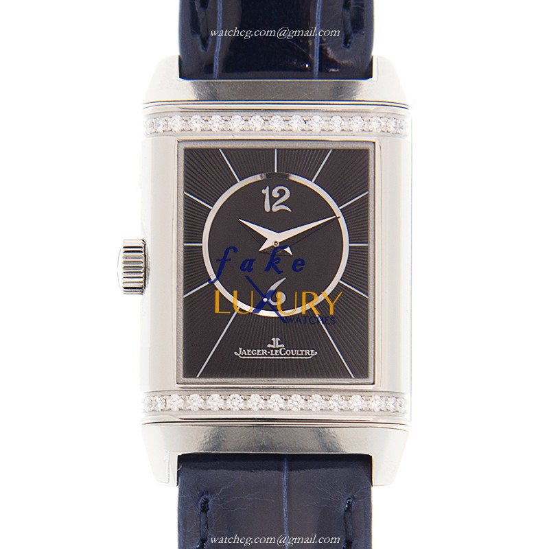 Jaeger-Lecoultre Q2668432 REVERSO Manual Wind Steel Replica Watch | Alligator Blue Strap - Luxury Replica Watch