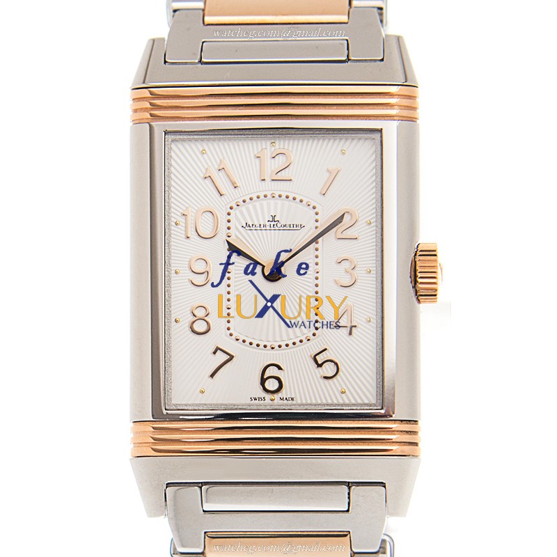 Jaeger-Lecoultre Reverso Quartz 18kt Rose Gold Steel Q3204120 Silvery White Dial Replica Watch - Luxury Replica Watch