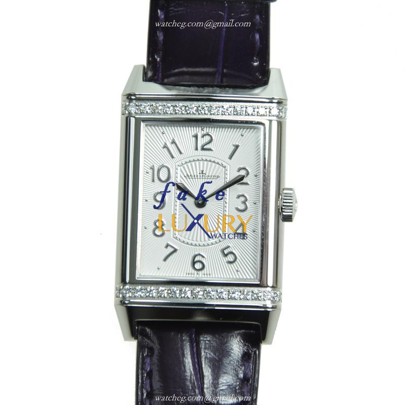 Jaeger-Lecoultre Q3208421 REVERSO Manual Wind Stainless Steel Replica Watch, Silver Dial, Purple - Luxury Replica Watch