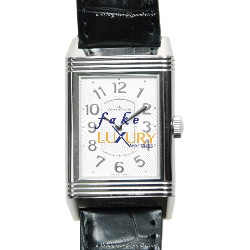 Jaeger-Lecoultre Q3208422 REVERSO Quartz Stainless Steel Watch, Silver Dial, Black Alligator Strap - Luxury Replica Watch