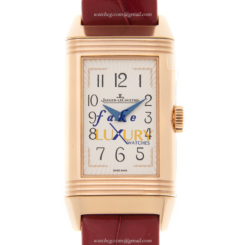 Jaeger-Lecoultre Q3352420 REVERSO Manual Wind 18kt Rose Gold - White Dial - Alligator Strap Replica - Luxury Replica Watch