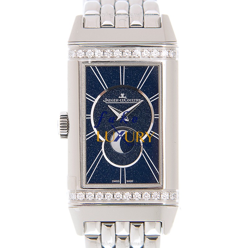Jaeger-Lecoultre Q3358120 REVERSO Manual Wind Stainless Steel Replica Watch, Blue Dial, Silver Strap - Luxury Replica Watch