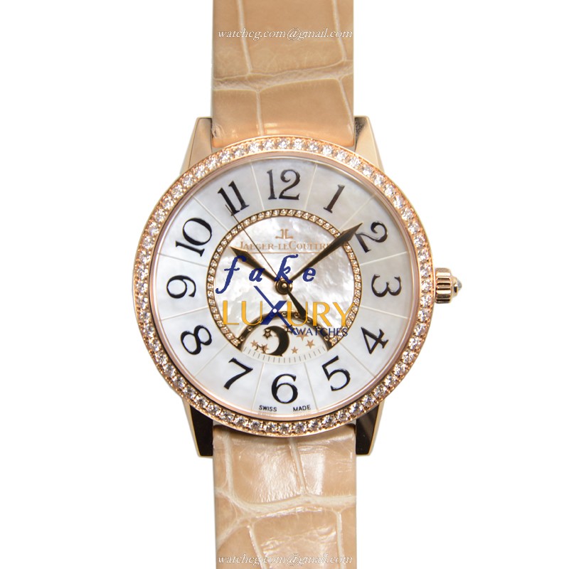 Jaeger-Lecoultre Q3432490 Automatic 18kt Rose Gold & Diamonds Replica Watch | White Dial - Luxury Replica Watch