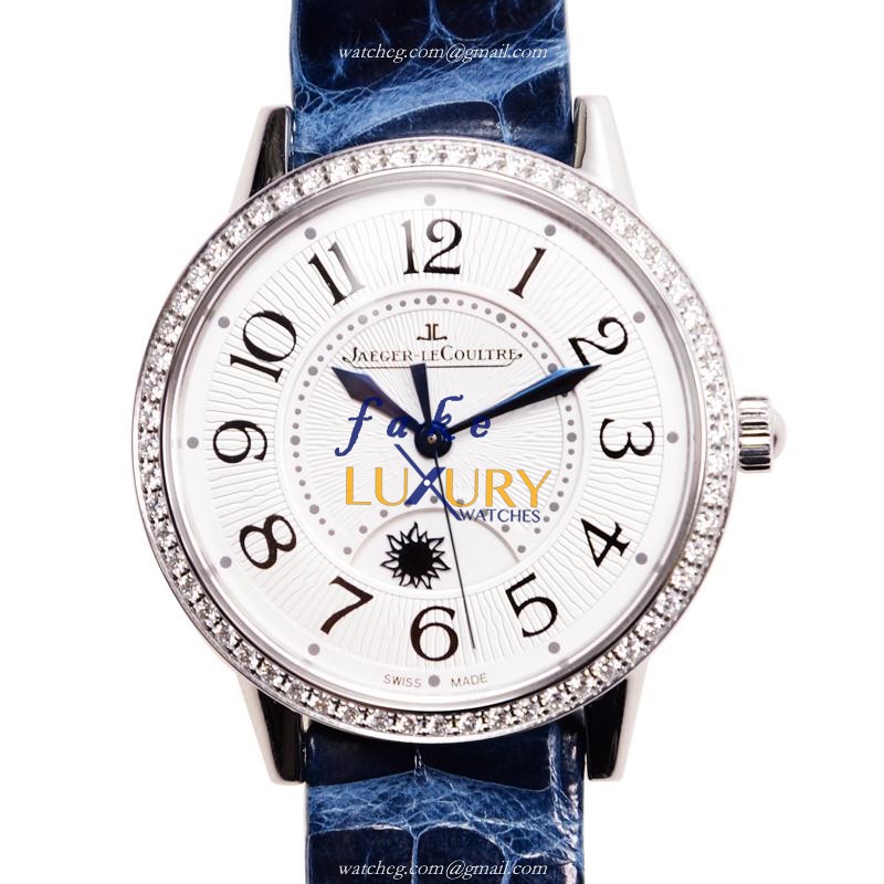 Jaeger-Lecoultre Q3448420 RENDEZ VOUS Auto Silver Dial Alligator Blue Replica Watch - Luxury Replica Watch