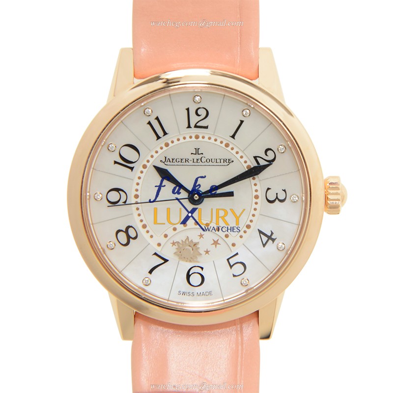 Jaeger-Lecoultre Q3462590 RENDEZ VOUS Automatic 18kt Rose Gold Mother of Pearl White Dial Alligator - Luxury Replica Watch