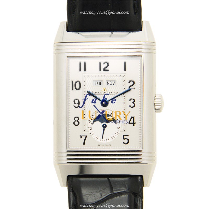 Jaeger-Lecoultre Q3758420 REVERSO Manual Wind Stainless Steel Replica Watch - Silver Dial, Black - Luxury Replica Watch