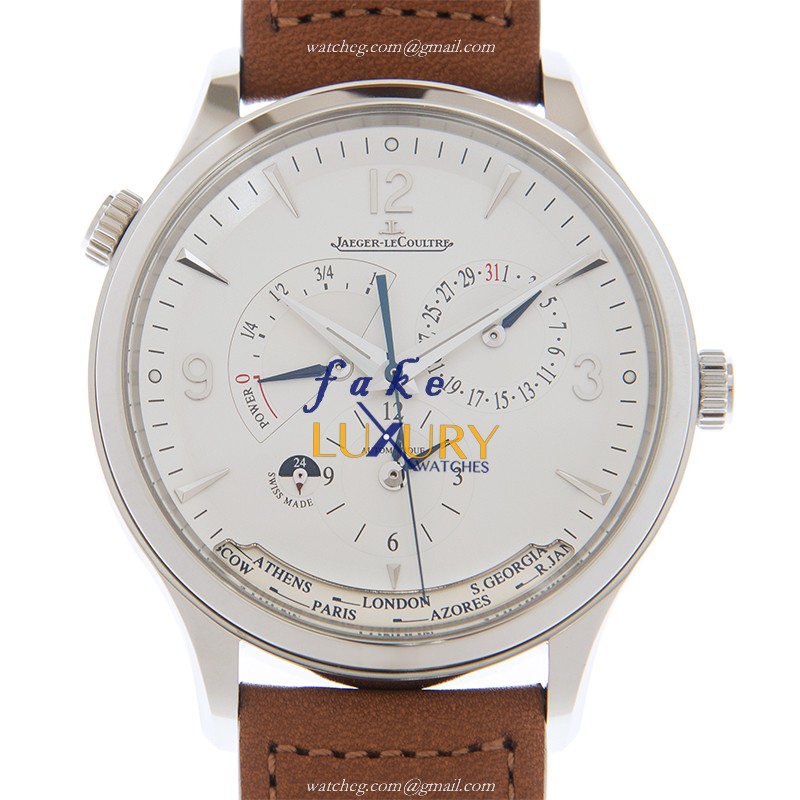 Jaeger-Lecoultre Q4128420 MASTER ULTRA THIN AUTO | Steel Case | Silver Dial | Brown Leather Strap - Luxury Replica Watch