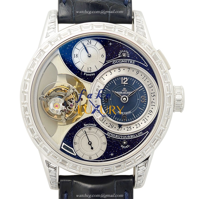 - JAEGER-LECOUTRE Q6053406 DUOMETRE Manual Wind 18kt White Gold Replica Watch - Blue Dial & - Luxury Replica Watch