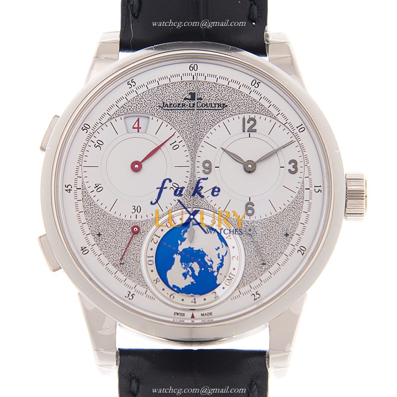 Jaeger-Lecoultre Q6063540 DUOMETRE Manual Wind 18kt White Gold - Silver Dial - Leather Strap - Luxury Replica Watch